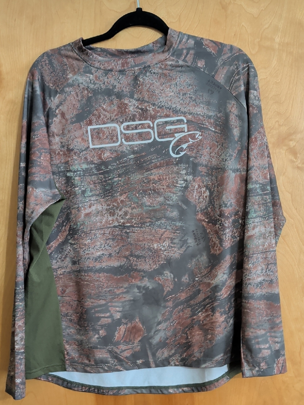 DSG Camo Performance Long Sleeve Fishing Shirt - Olive/Brown/Gray